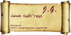 Janek Györgyi névjegykártya