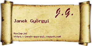 Janek Györgyi névjegykártya
